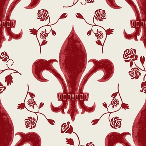 Floral Fleur-de-lys red - large