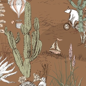 whimsical cactus earthy landscape - L