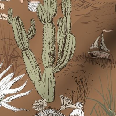 whimsical cactus earthy landscape - M