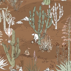 whimsical cactus earthy landscape - M