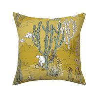 whimsical cactus landscape yellow - M