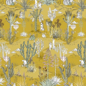 whimsical cactus landscape yellow - S