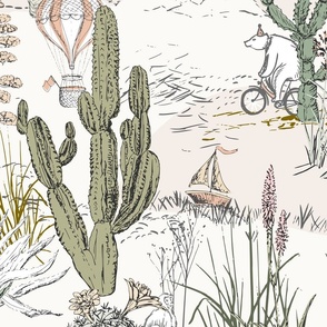 whimsical cactus landscape airy - L