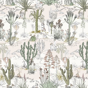 whimsical cactus landscape airy - S