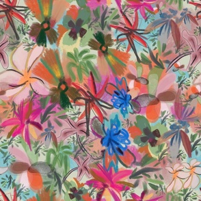 Painted drawn colorful floral pattern