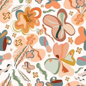 Terra cotta abstract floral pattern