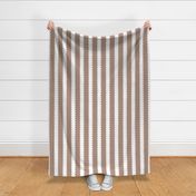 Mini | Contemporary Geometric Vertical Stripes: Modern Elegant White Botanical Floral Stripe Pattern on Mocha Brown Beige Background for Garden Upholstery, Home Office Wallpaper, and Timeless Bathroom Home Décor with Neutral Color Palette
