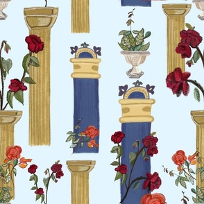 Column and roses