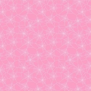 Spiderwebs white on bubblegum pink - small scale