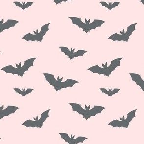 Bat Silhouettes dark grey on blush - medium scale