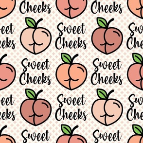 Large Scale Sweet Cheeks Sarcastic Cheeky Peaches on Ivory