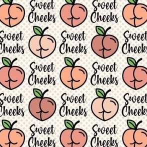 Small-Medium Scale Sweet Cheeks Sarcastic Cheeky Peaches on Ivory