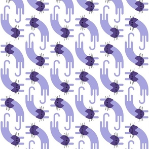 playful cat - lilac and grape colors - portrait - stylized cat wallpaper and fabric