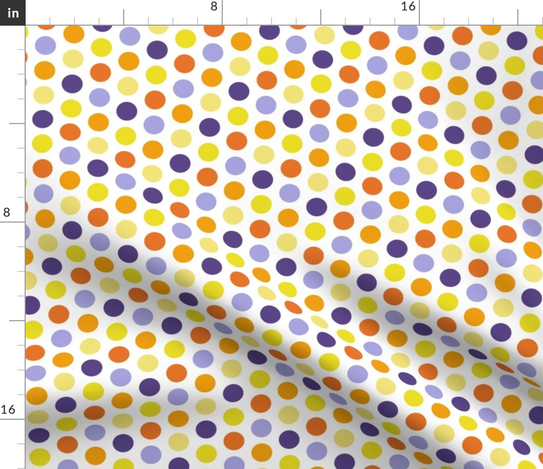 marigold and lilac dots small - playful cat coordinate - dots wallpaper and fabric