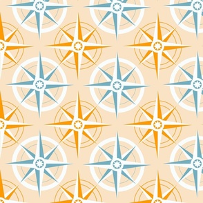 (L) Nautical compass geometric vanilla marigold 