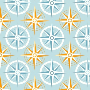 (L) Nautical compass geometric blue marigold 