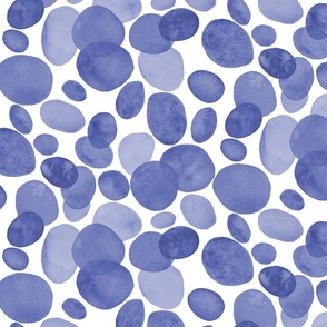 Watercolour Navy Blue Pebbles large 12in x 12in