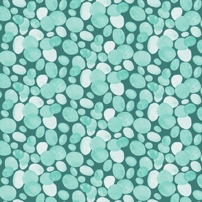 Watercolour Aqua Pebbles small 6inx6in  teal background