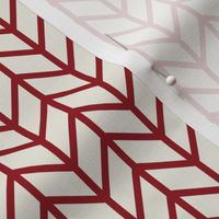 Chevron Herringbone Cream with red lines - medium