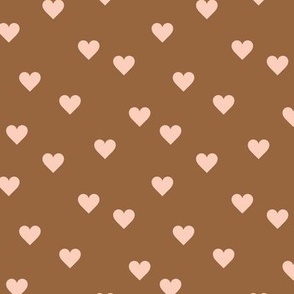 Little lovers - minimalist basic retro hearts blush on cookie brown