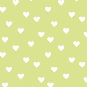 Little lovers - minimalist basic retro hearts white lime green