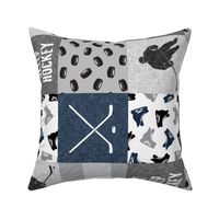 Eat Sleep Hockey - Ice Hockey Patchwork - Hockey Nursery - plaid with muted navy - C23