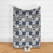 Eat Sleep Hockey - Ice Hockey Patchwork - Hockey Nursery - plaid with muted navy - C23