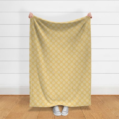 Warm Yellow Sunshine Dandelion  Polka Dot Wallpaper Fabric