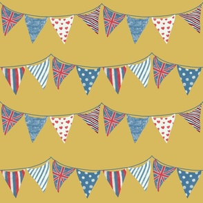 Union Jack Bunting Flags -Gold - Large