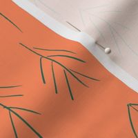 Hand Drawn Pine Needles on orange