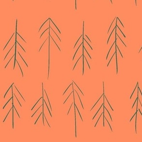 Hand Drawn Pine Needles on orange