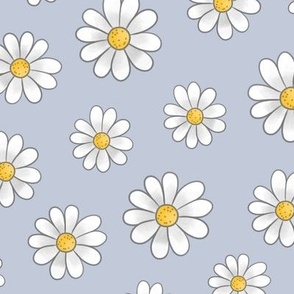 White Daisy Flowers with outline on smoke - medium scale