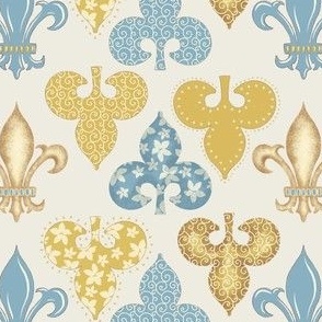 Fleur-de-lys - Gold, blue & cream - Small