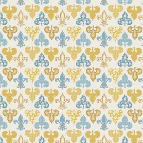 Fleur-de-lys - Gold, blue & cream - Small