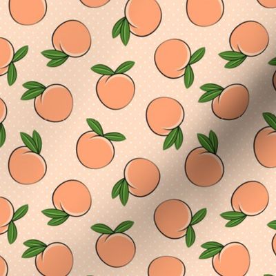 (med scale) peaches -  polka dots on peach C23