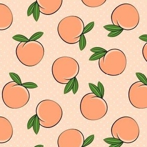 (med scale) peaches -  polka dots on peach C23