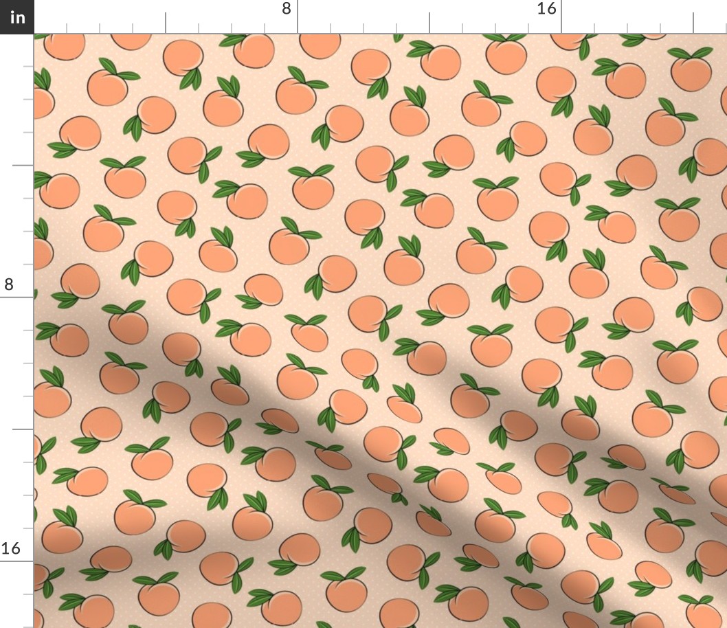 (med scale) peaches -  polka dots on peach C23