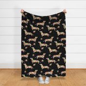 Floral Dachshunds (Large Scale) // Black