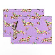 Floral Dachshunds (Large Scale) // Lavender