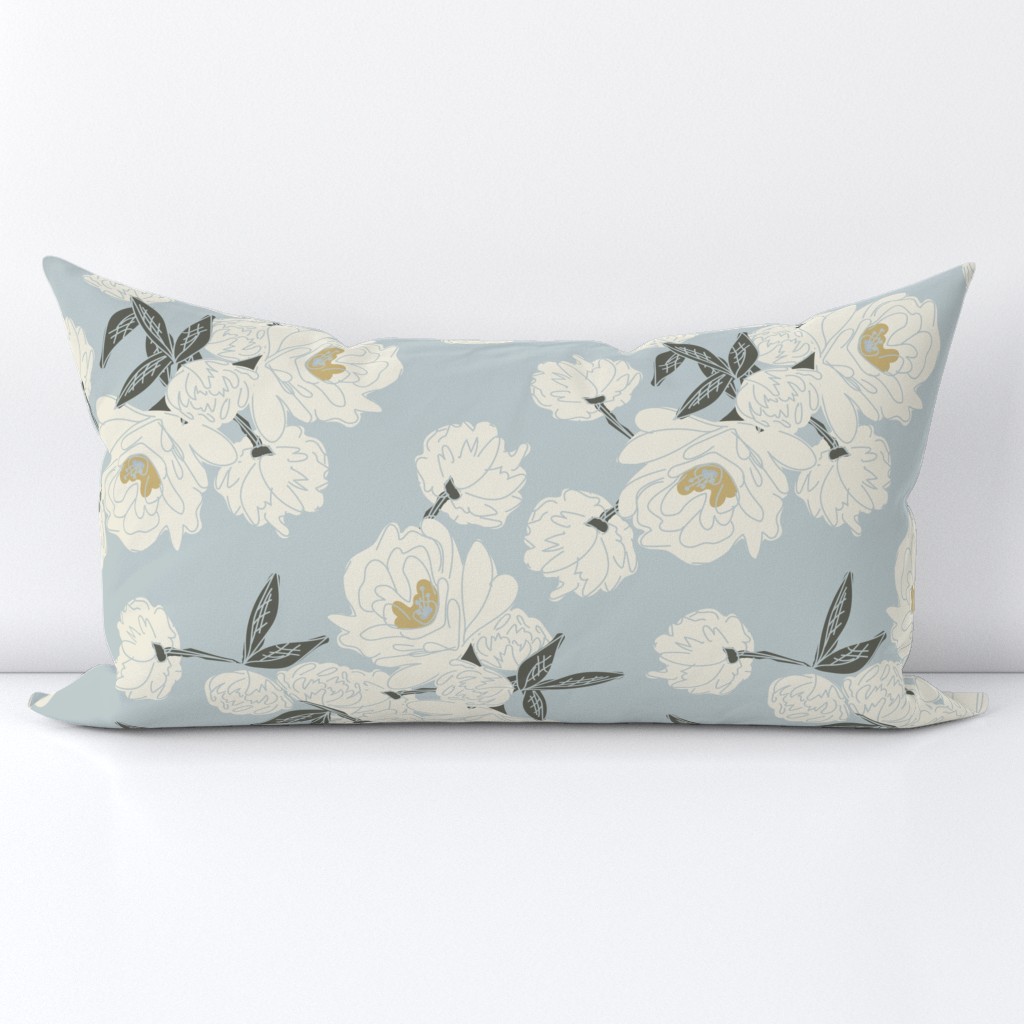 line-drawn-peony-serpentine-floral-1-cream on blue lilac-large