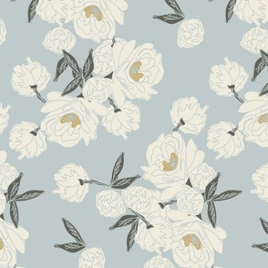 line-drawn-peony-serpentine-floral-1-cream on blue lilac-large