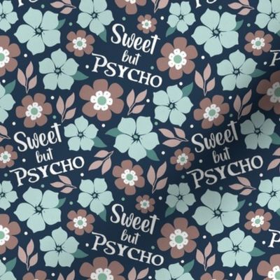 Small-Medium Scale Sweet But Psycho Funny Floral on Navy