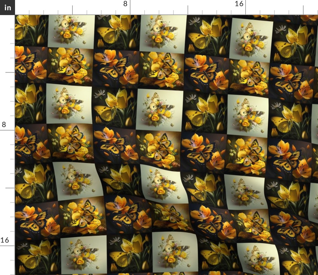  yelow Butterfly Fabric