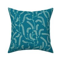 Art deco Moss Horsetail teal turquoise extra large duvet curtains scale by Pippa Shaw