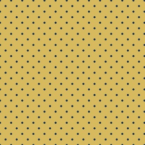 Polka dots - Gold with dark blue dots - small