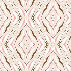 Mid Mod Mix and Match Coordinate - Wavy Diamonds in Light and Dark Pink, White, Brown, and Light Green
