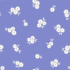 Pretty Blossoms Floral | Medium Scale Tossed | Periwinkle Purple