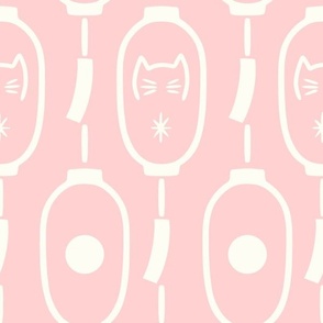 Japanese Cat Lanterns | Large Scale | Candy Pastel Pink