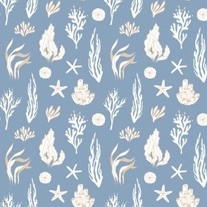 Coral garden light blue and white (x small 4x4)