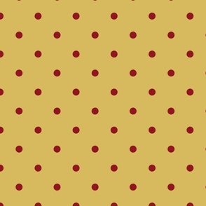 Polka dots - Gold with red polka dots - large